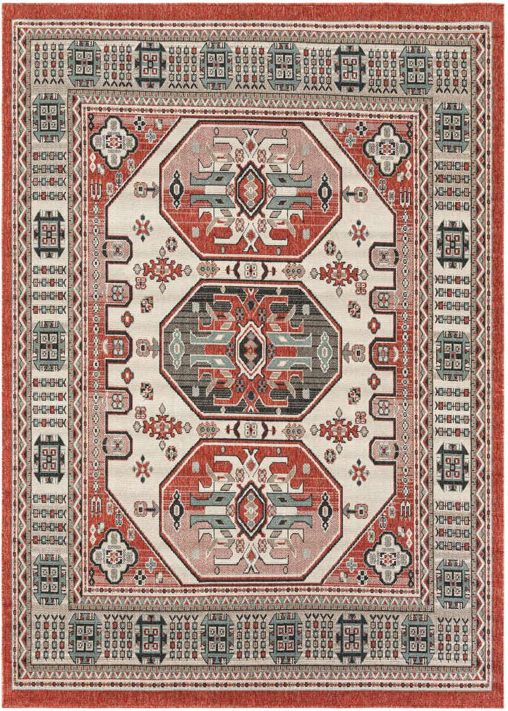 7' 10 x 7' 10 Easy-Clean Traditional Indoor / Outdoor Square Rug