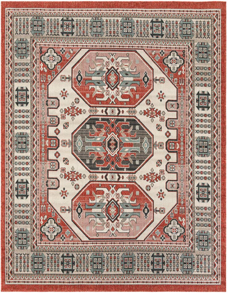 Detail image of 7' 10 x 7' 10 Easy-Clean Traditional Indoor / Outdoor Square Rug