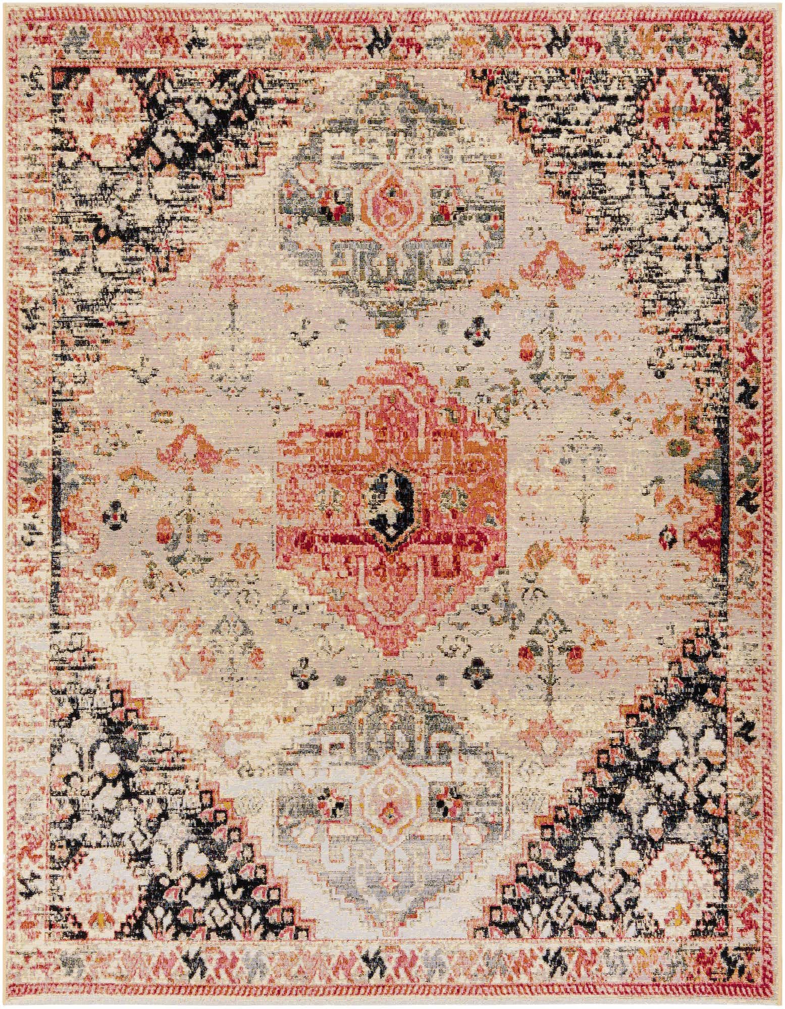 7' 10 x 7' 10 Easy-Clean Traditional Indoor / Outdoor Square Rug