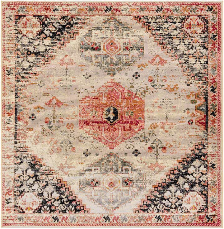 7' 10 x 7' 10 Easy-Clean Traditional Indoor / Outdoor Square Rug