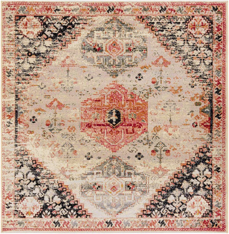 Detail image of 7' 10 x 7' 10 Easy-Clean Traditional Indoor / Outdoor Square Rug