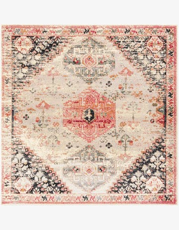 Easy-Clean Traditional Indoor / Outdoor Square Rug