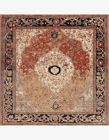 7' 10 x 7' 10 Easy-Clean Traditional Indoor / Outdoor Square Rug