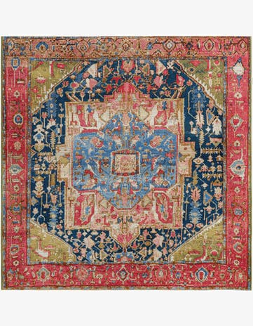 5' 3 x 5' 3 Easy-Clean Traditional Indoor / Outdoor Square Rug