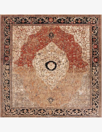 Easy-Clean Traditional Indoor / Outdoor Square Rug