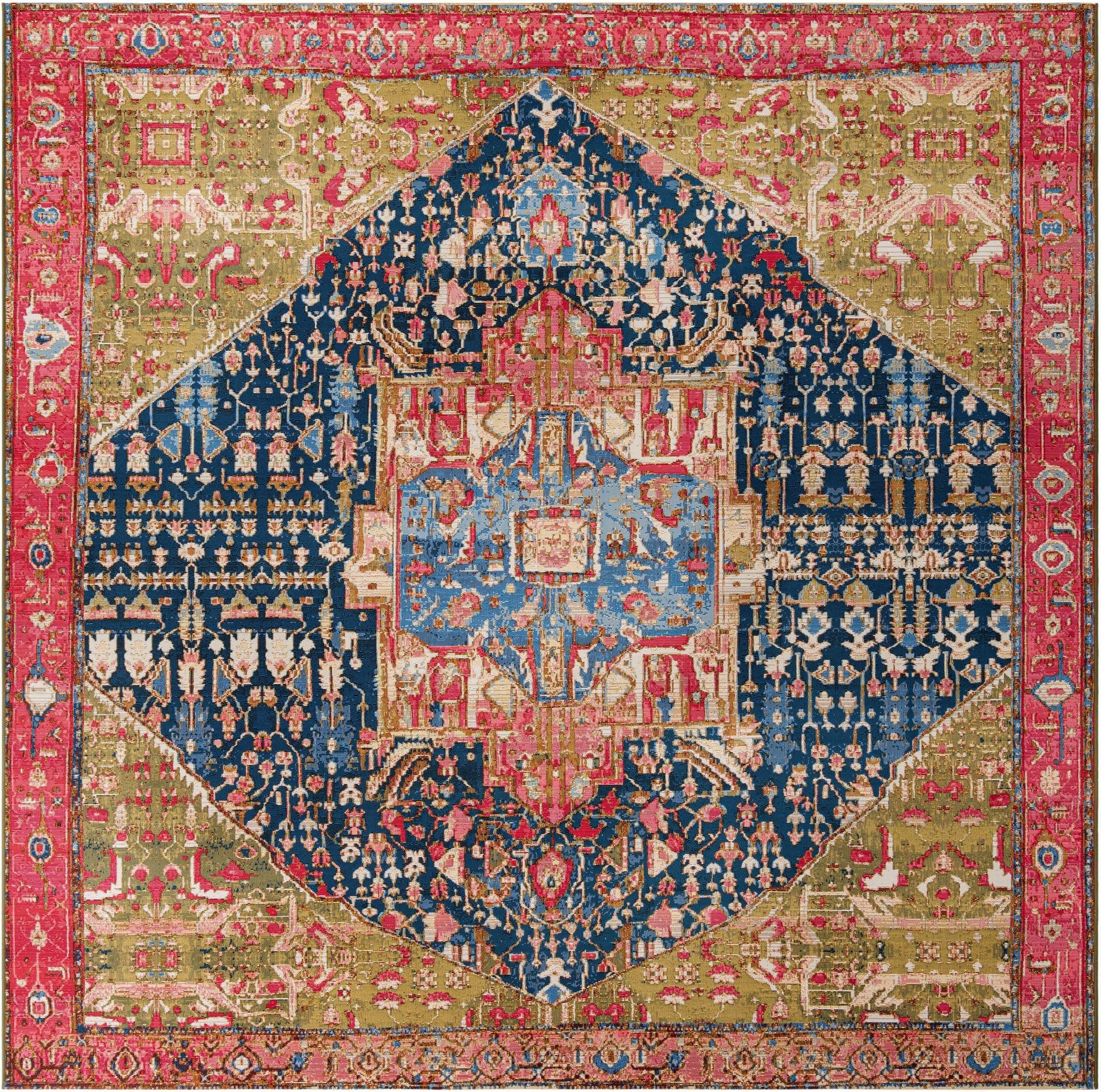 10' x 10'  Washable Traditional Indoor / Outdoor Square Rug