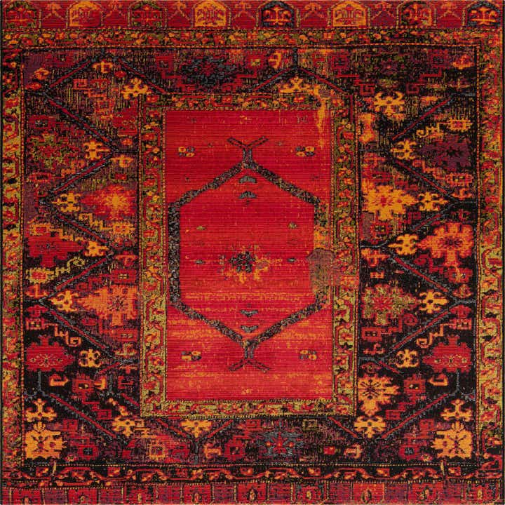 6' x 6' Easy-Clean Tribal Indoor / Outdoor Square Rug