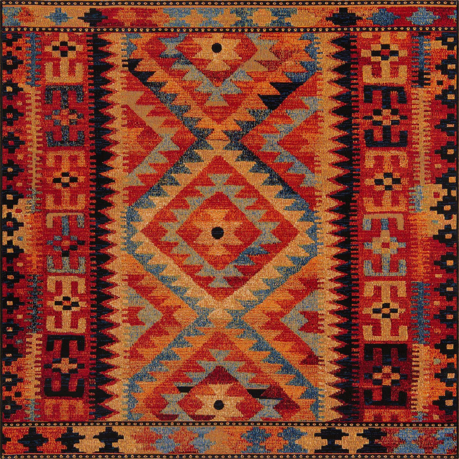 6' x 6' Easy-Clean Tribal Indoor / Outdoor Square Rug