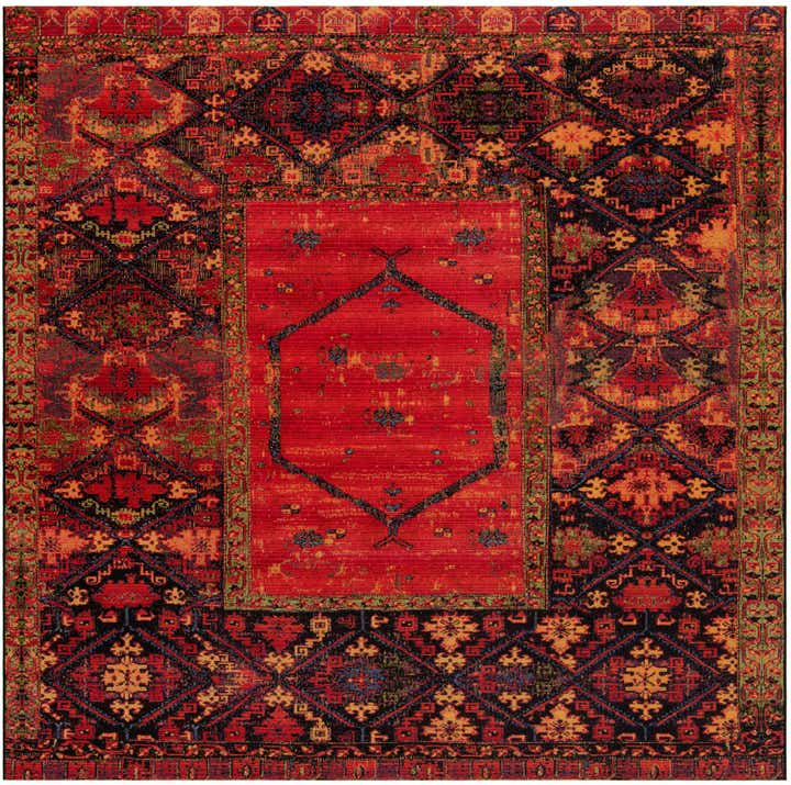 10' x 10' Easy-Clean Tribal Indoor / Outdoor Square Rug