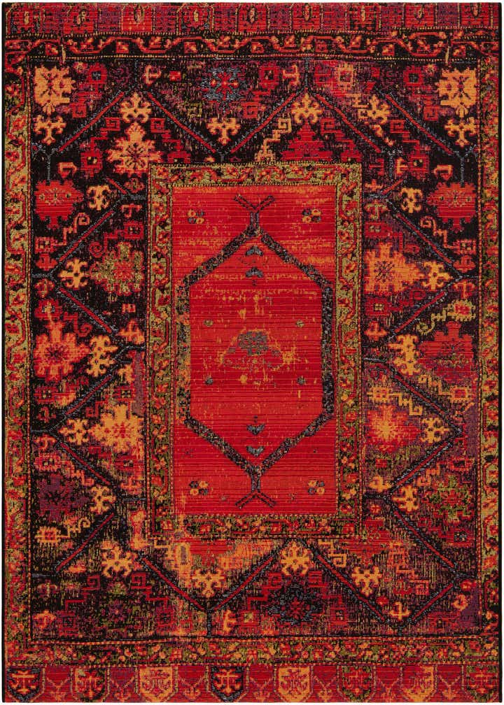 5' 3 x 5' 3 Easy-Clean Tribal Indoor / Outdoor Square Rug