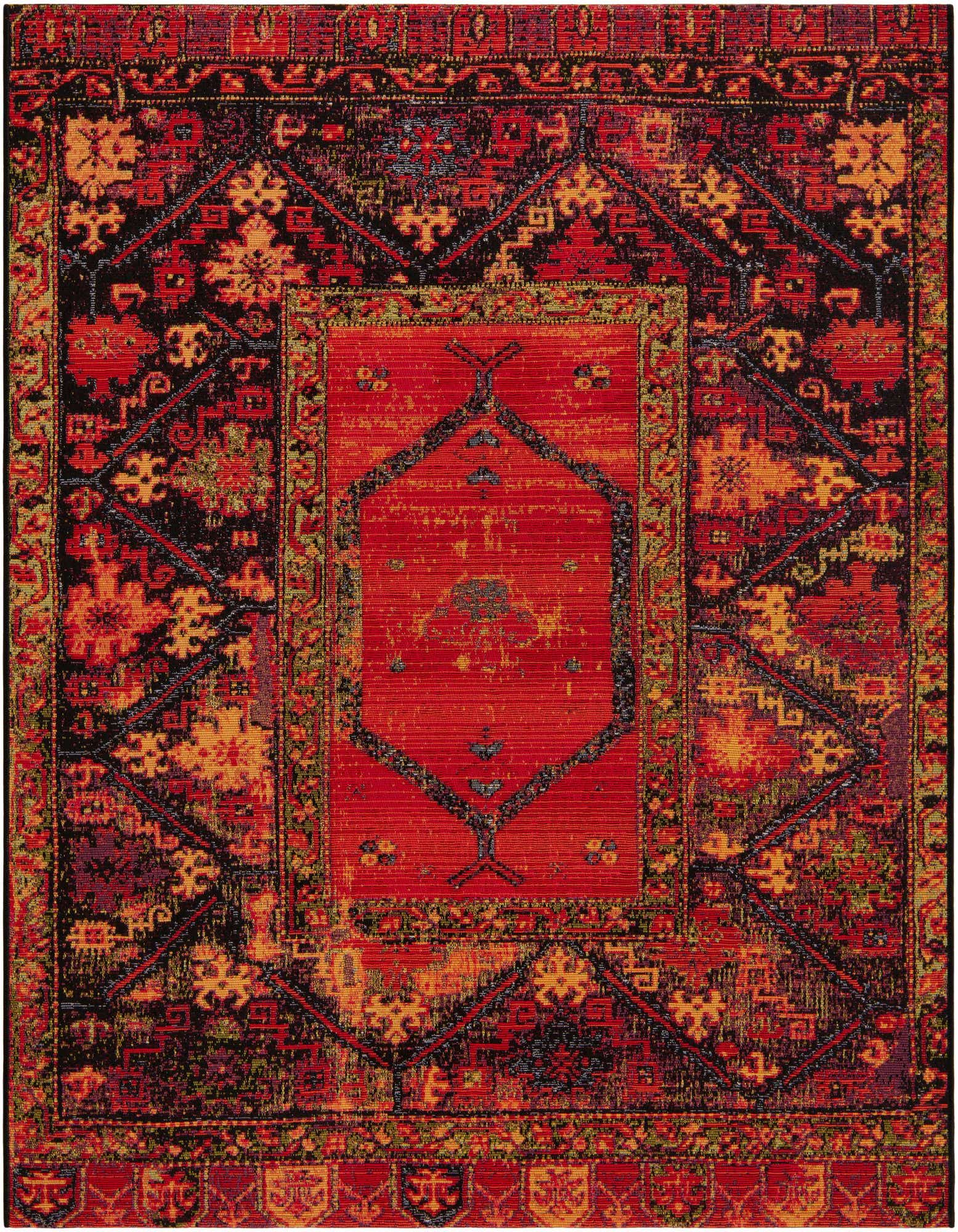 5' 3 x 5' 3 Easy-Clean Tribal Indoor / Outdoor Square Rug