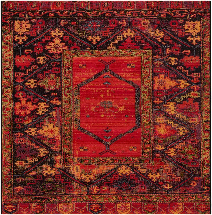 Detail image of 5' 3 x 5' 3 Easy-Clean Tribal Indoor / Outdoor Square Rug