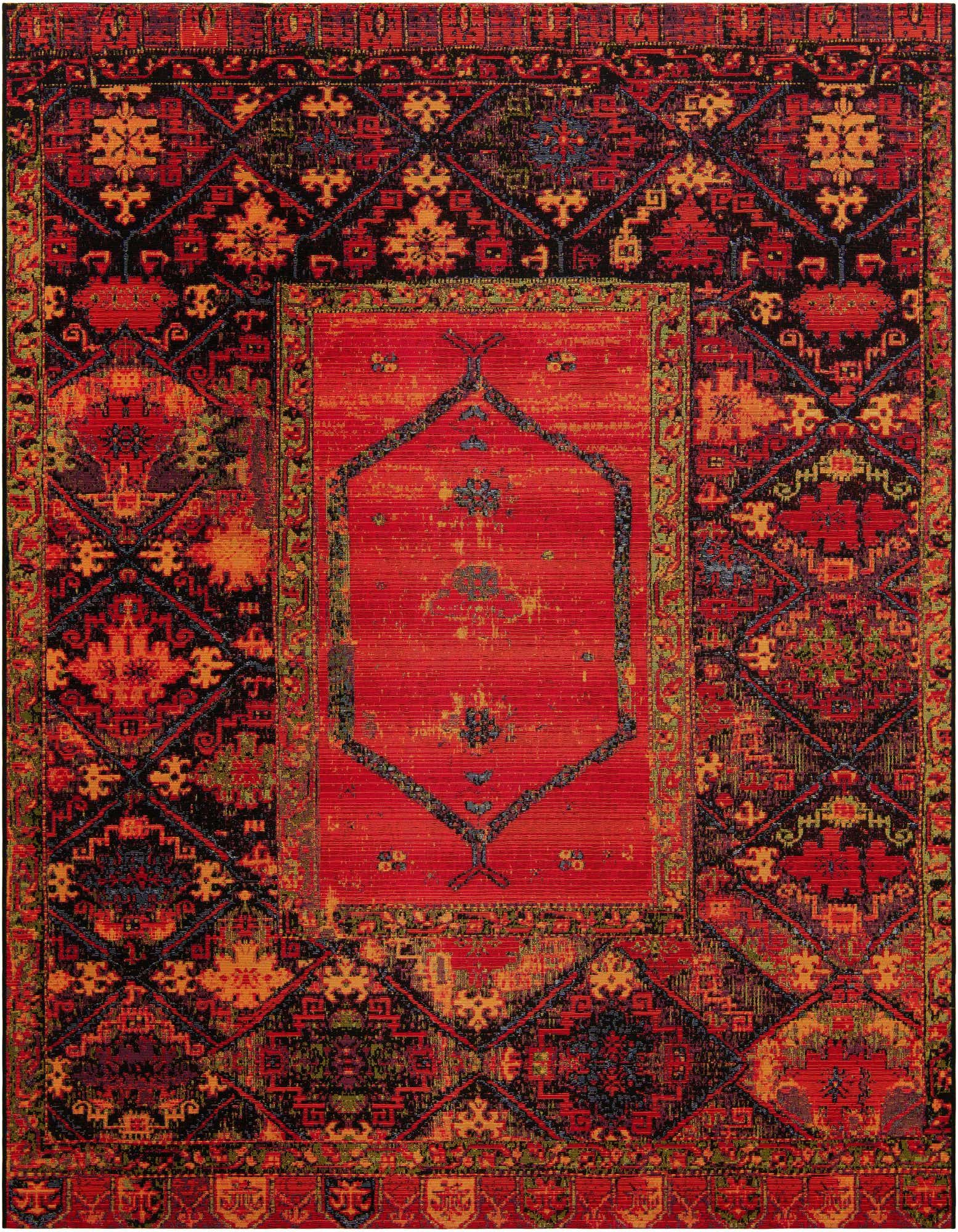 7' 10 x 7' 10 Easy-Clean Tribal Indoor / Outdoor Square Rug