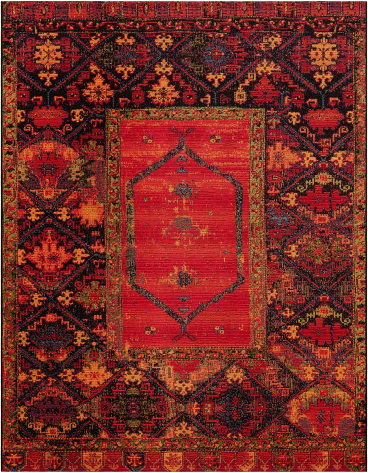 Detail image of 7' 10 x 7' 10 Easy-Clean Tribal Indoor / Outdoor Square Rug