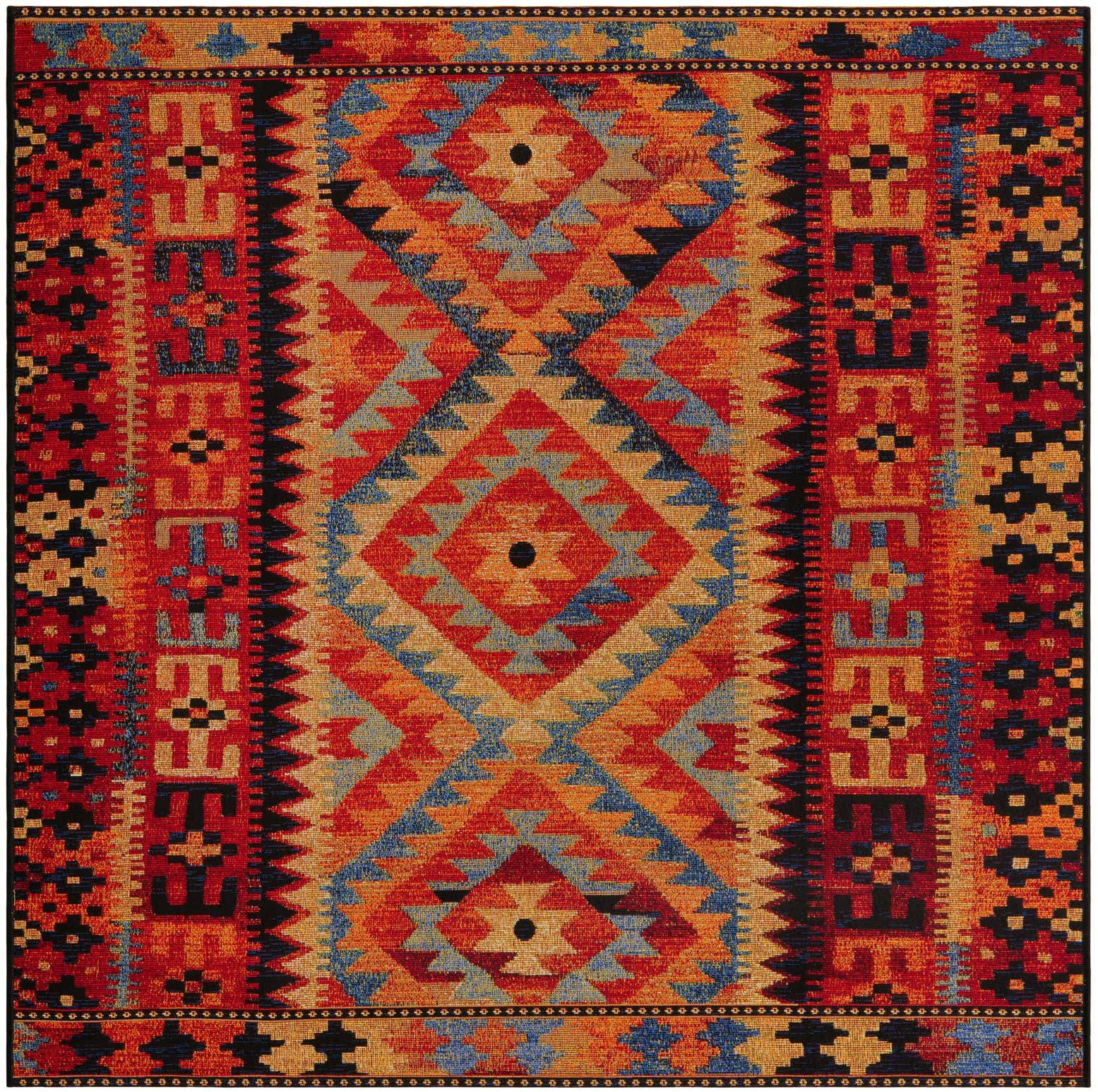 5' 3 x 5' 3 Easy-Clean Tribal Indoor / Outdoor Square Rug