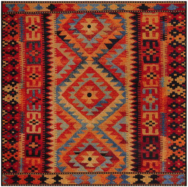 5' 3 x 5' 3 Easy-Clean Tribal Indoor / Outdoor Square Rug