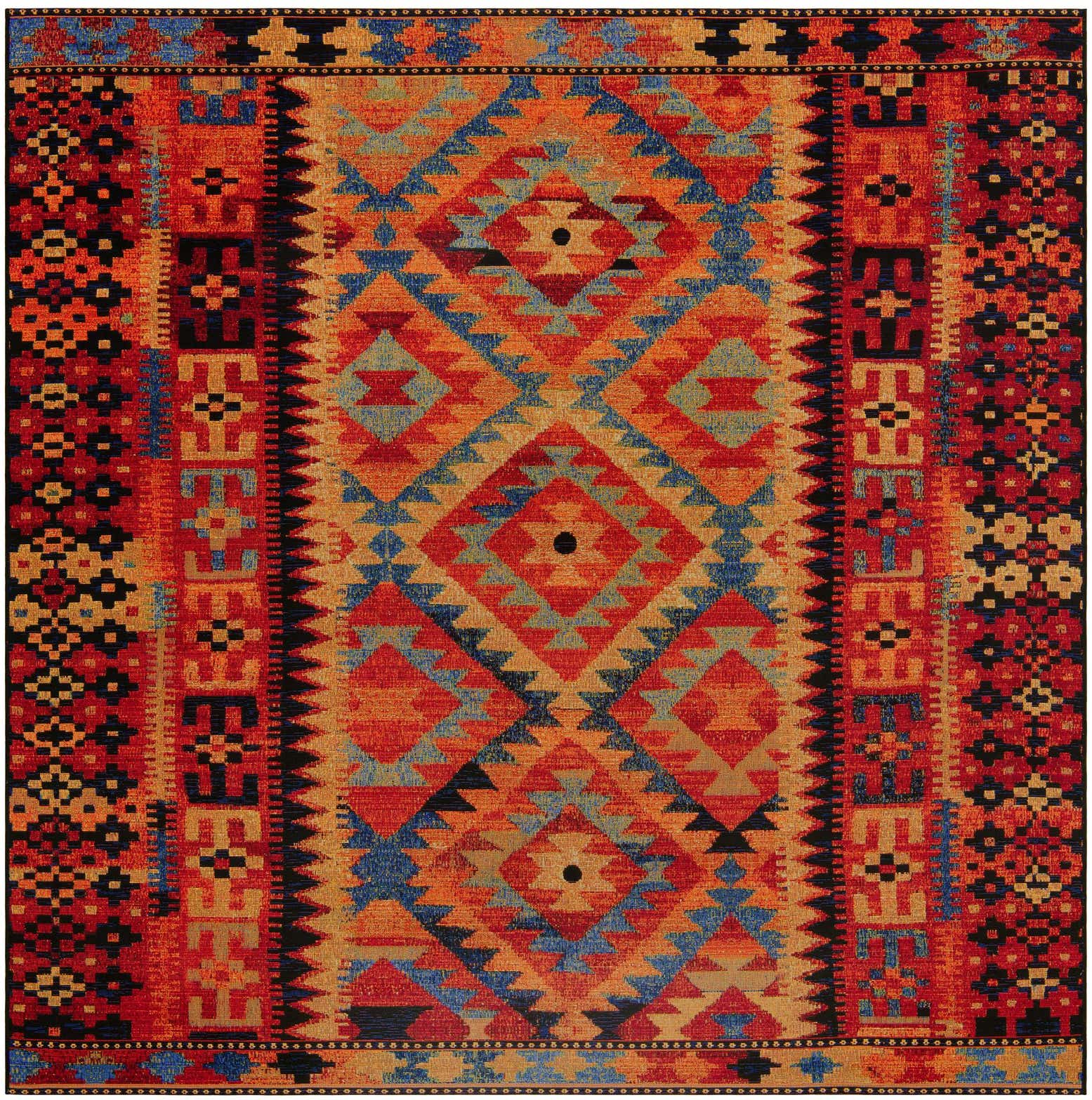 7' 10 x 7' 10 Easy-Clean Tribal Indoor / Outdoor Square Rug