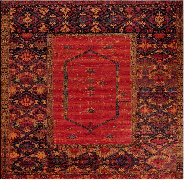 Detail image of 12' x 12' Easy-Clean Tribal Indoor / Outdoor Square Rug