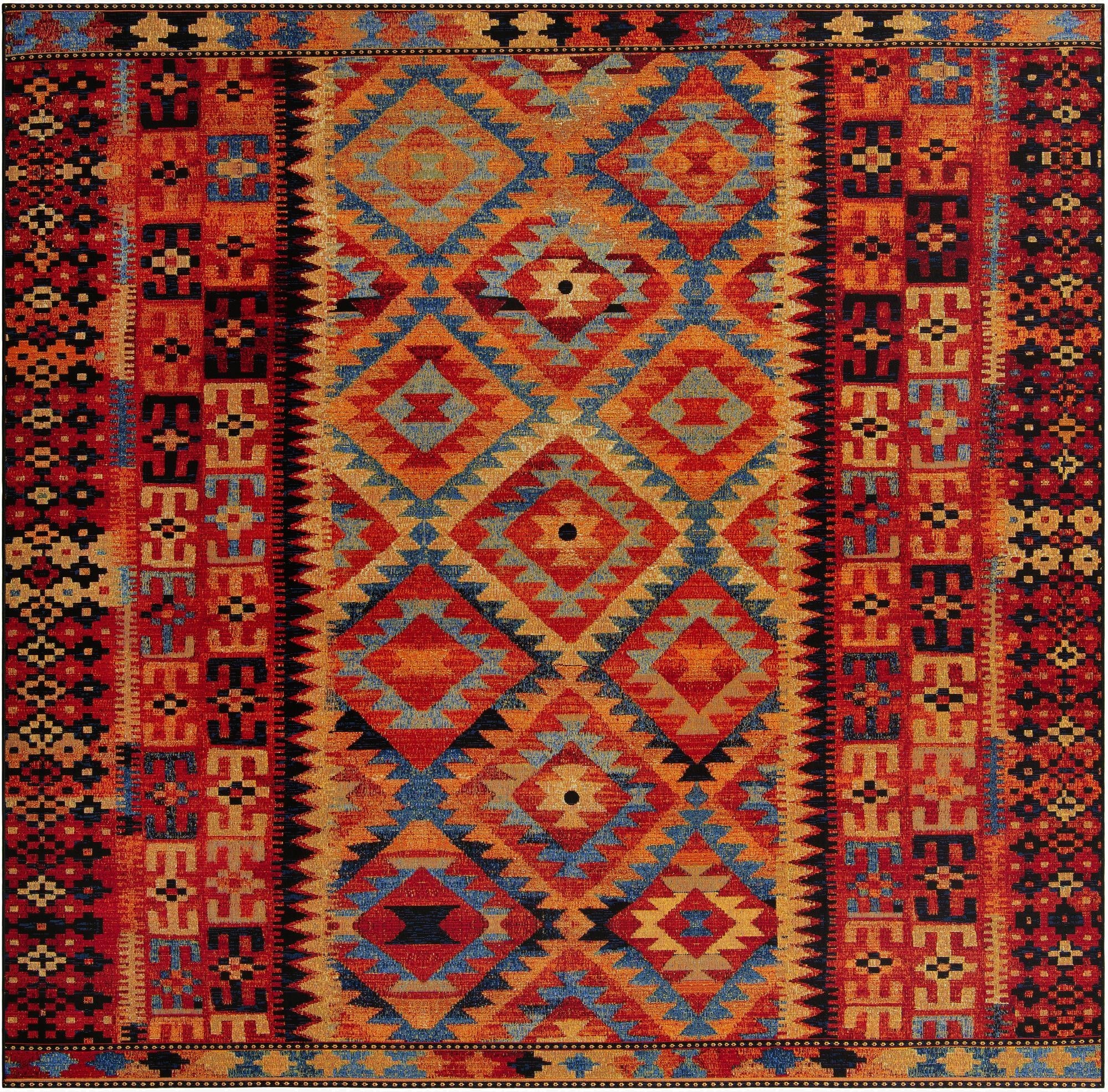 10' x 10'  Washable Tribal Indoor / Outdoor Square Rug