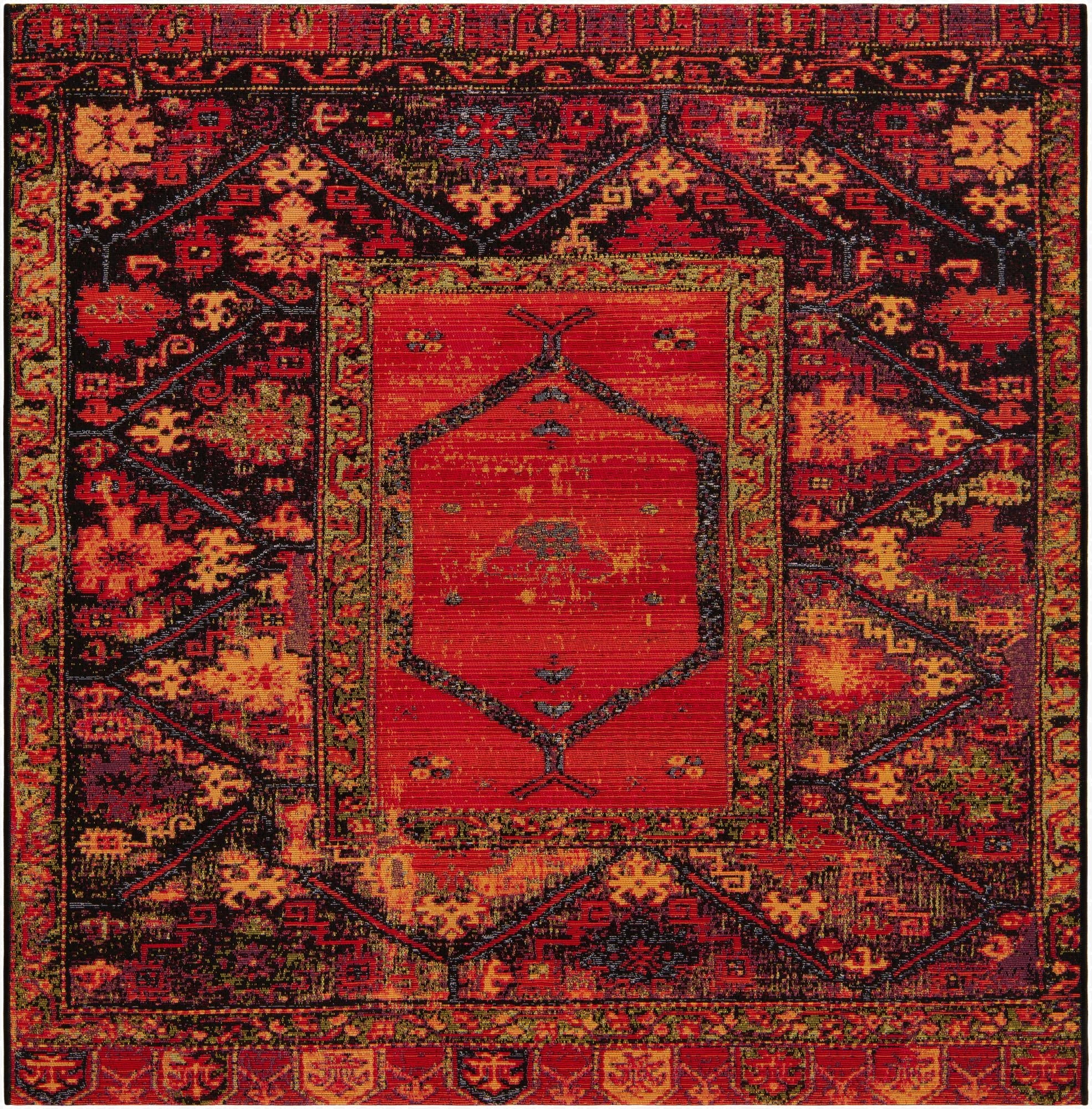 5' 3 x 5' 3  Washable Tribal Indoor / Outdoor Square Rug