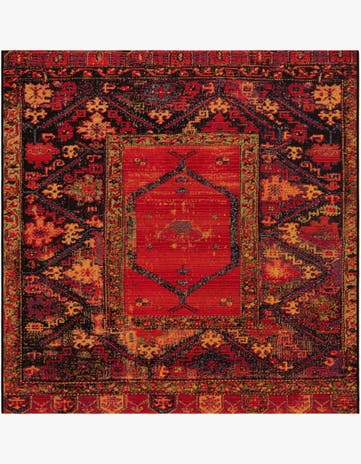 Easy-Clean Tribal Indoor / Outdoor Square Rug