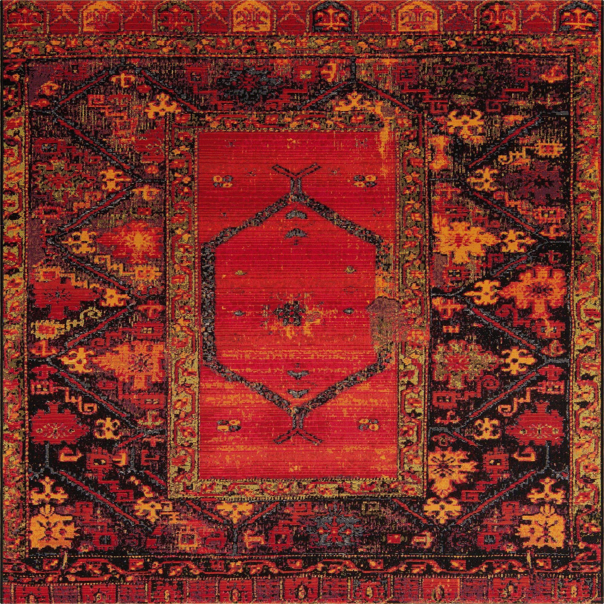 183cm x 183cm  Washable Tribal Indoor / Outdoor Square Rug