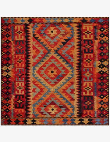 5' 3 x 5' 3 Easy-Clean Tribal Indoor / Outdoor Square Rug