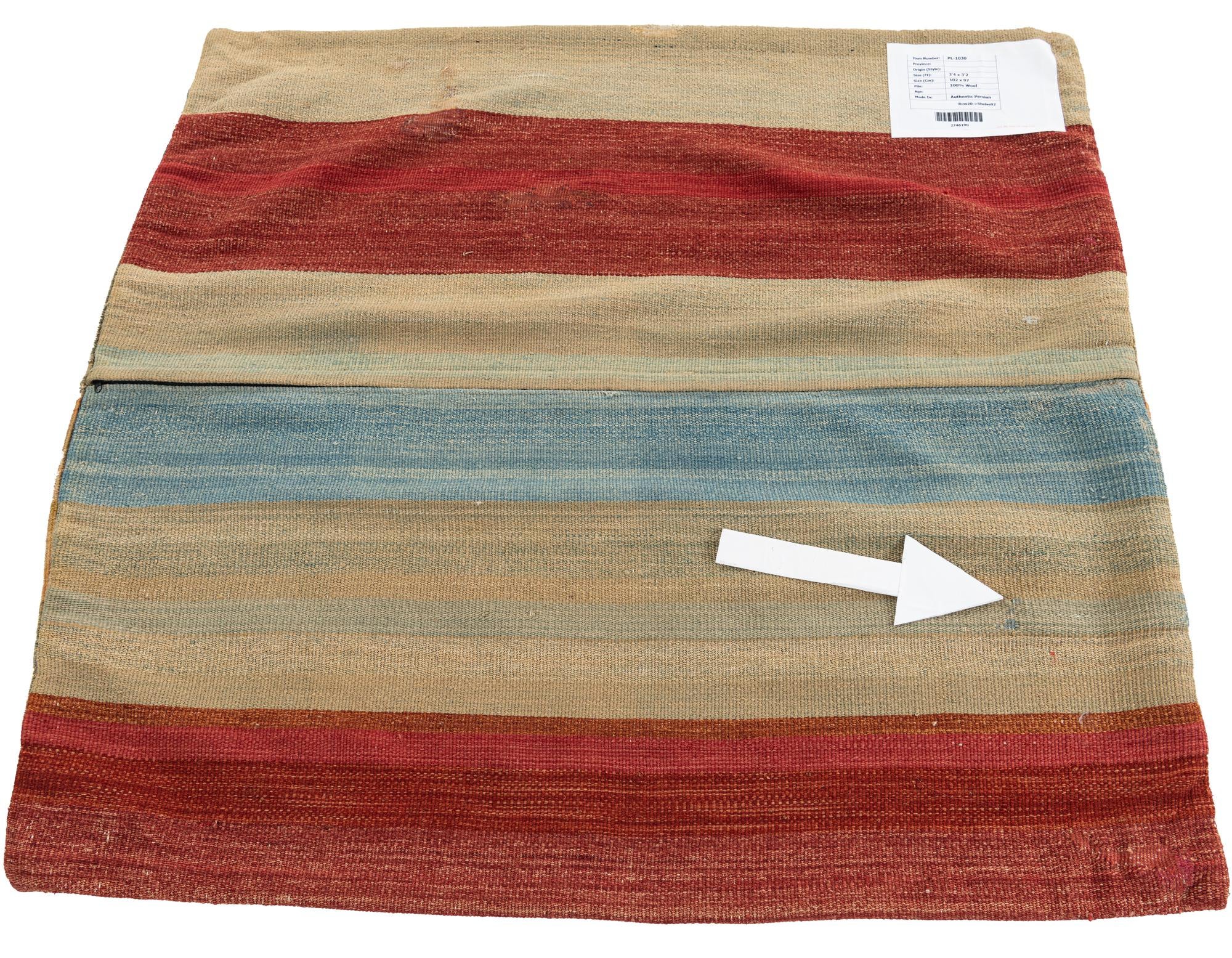 3' 2 x 3' 4 Hand Woven Pillow Wool Square Rug