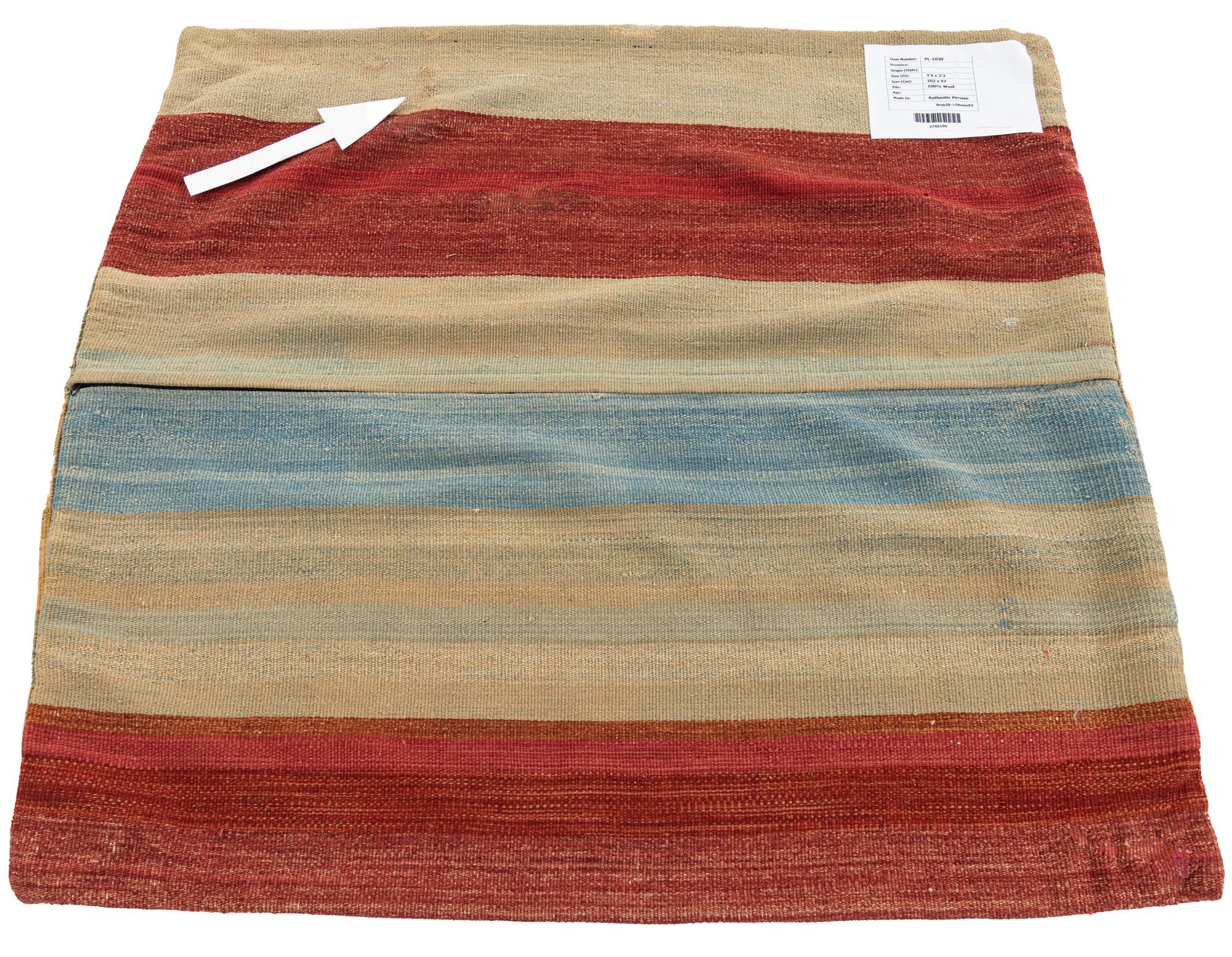 3' 2 x 3' 4 Hand Woven Pillow Wool Square Rug