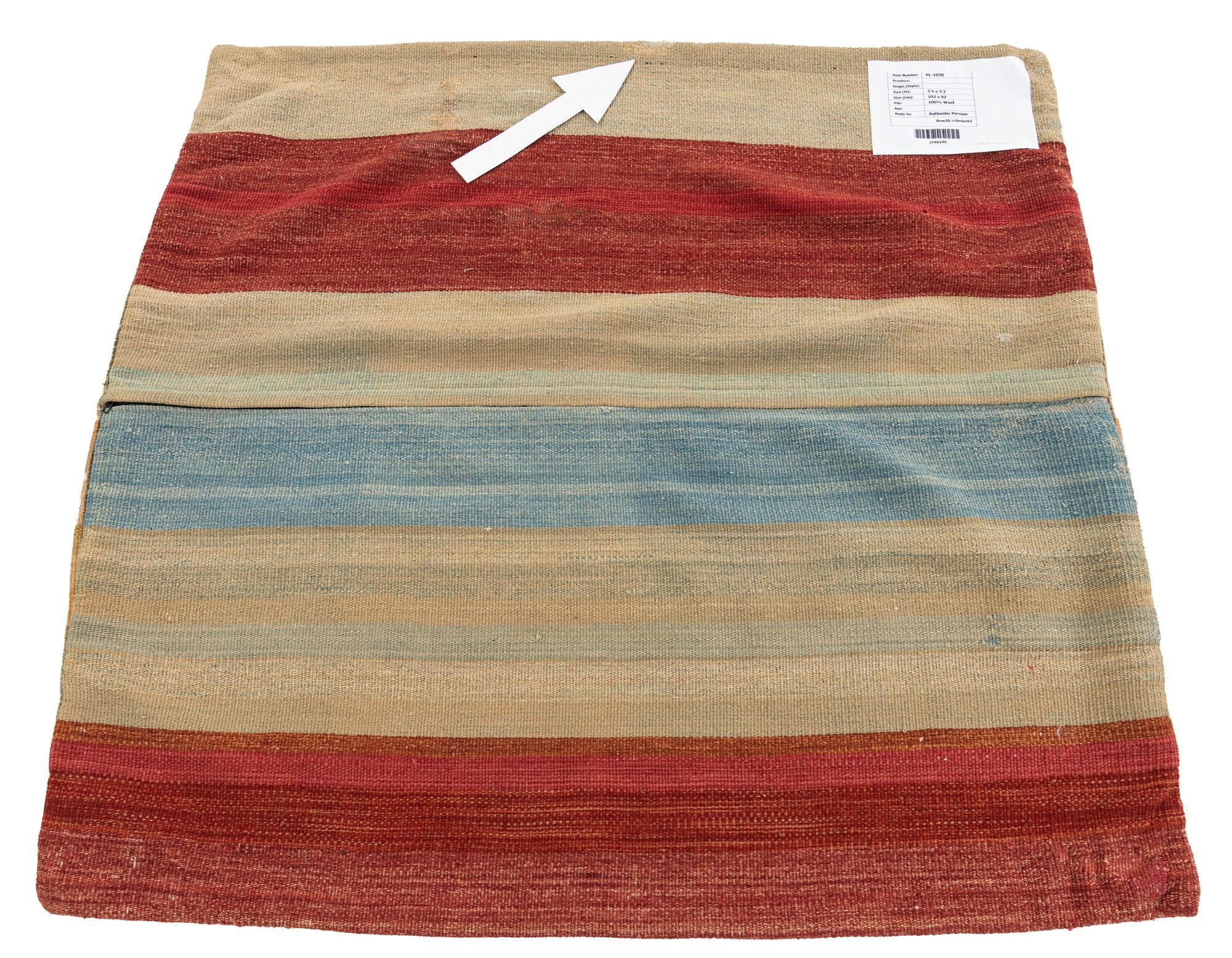 3' 2 x 3' 4 Hand Woven Pillow Wool Square Rug