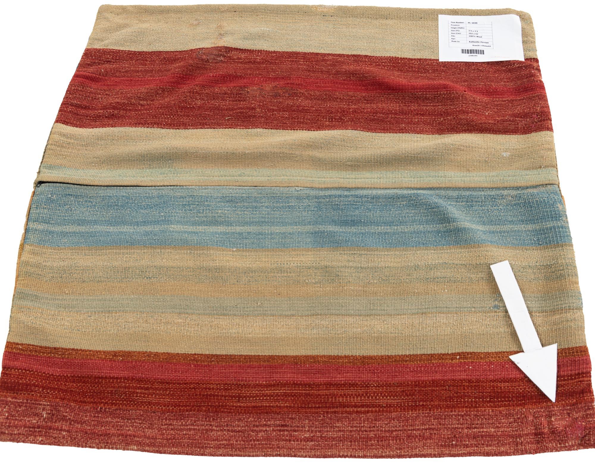 3' 2 x 3' 4 Hand Woven Pillow Wool Square Rug
