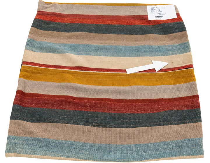 3' 2 x 3' 3 Hand Woven Pillow Wool Square Rug