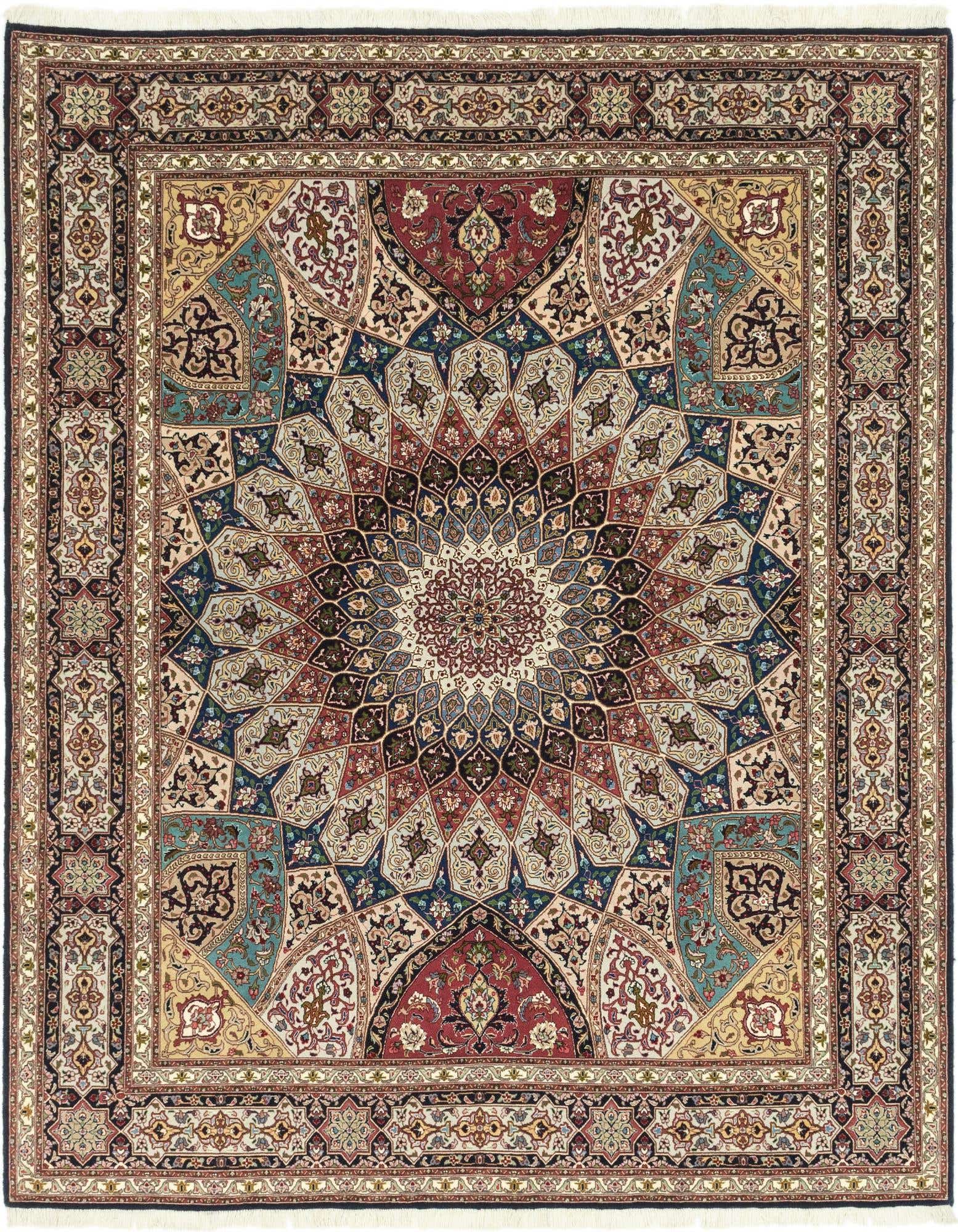 6' 8 x 8' 5 Hand Knotted Tabriz Persian Square Rug