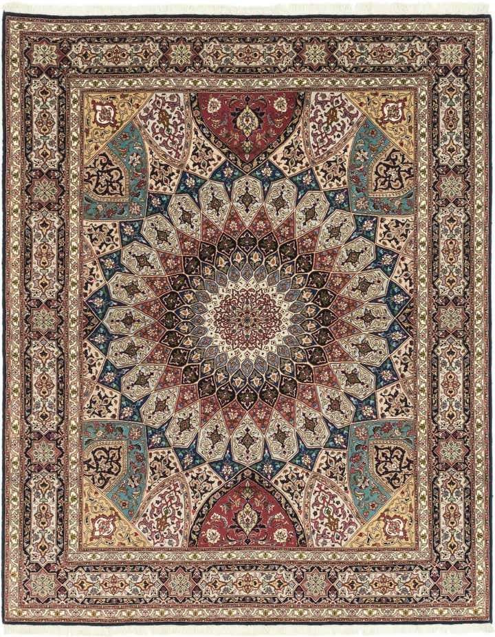 6' 8 x 8' 5 Hand Knotted Tabriz Persian Square Rug