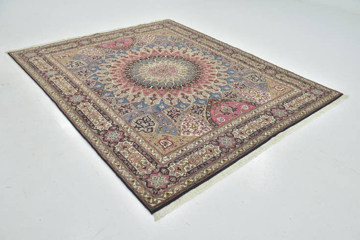 Detail image of 6' 8 x 8' 3 Hand Knotted Tabriz Persian Square Rug