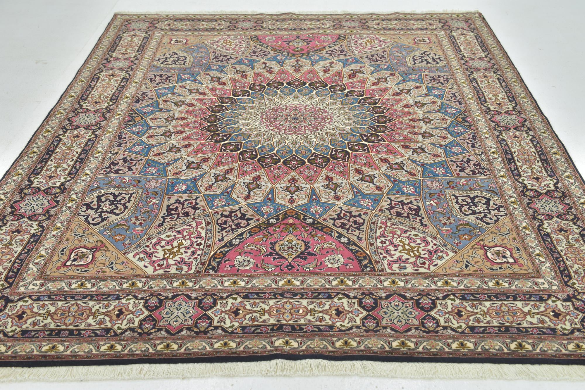 6' 8 x 8' 3 Hand Knotted Tabriz Persian Square Rug