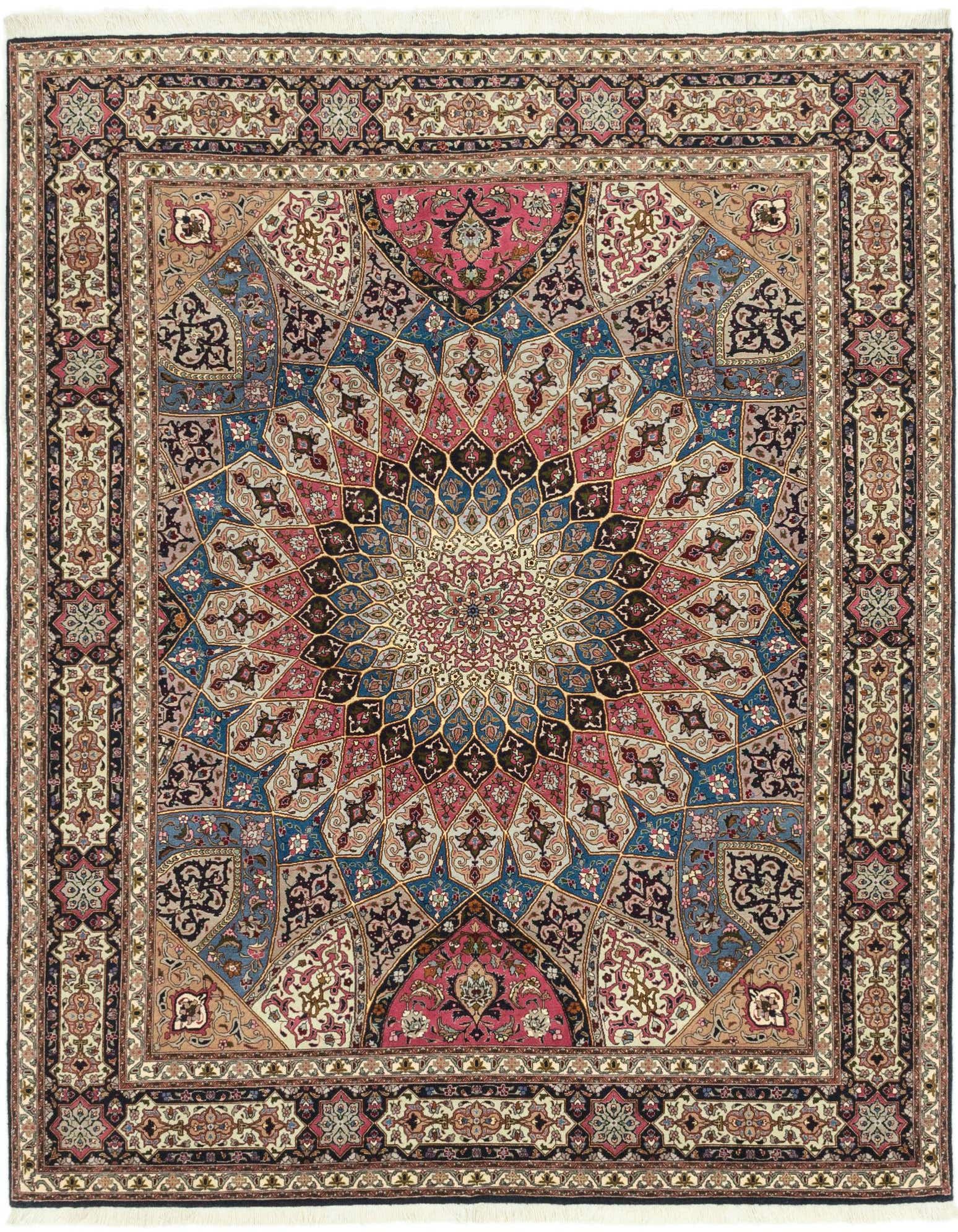 6' 8 x 8' 3 Hand Knotted Tabriz Persian Square Rug