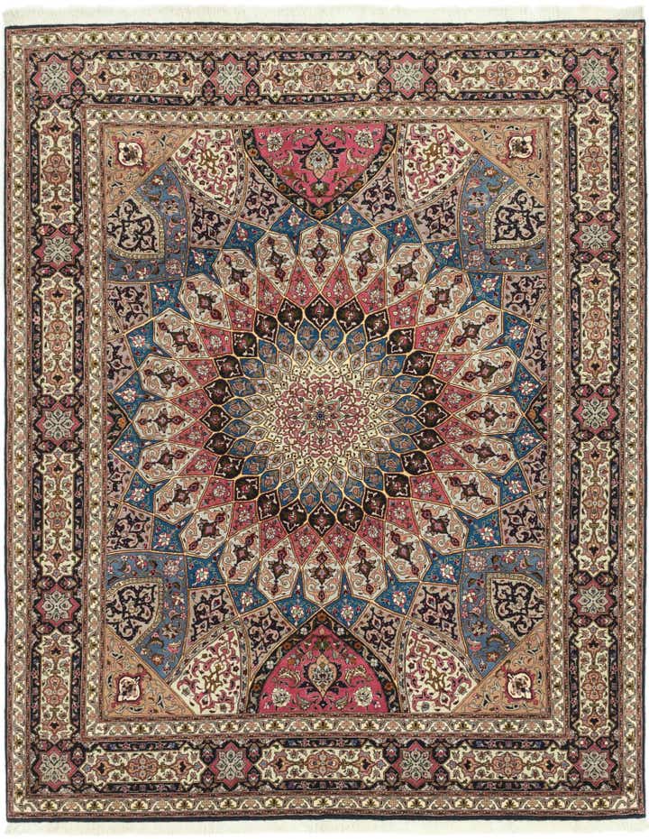 6' 8 x 8' 3 Hand Knotted Tabriz Persian Square Rug