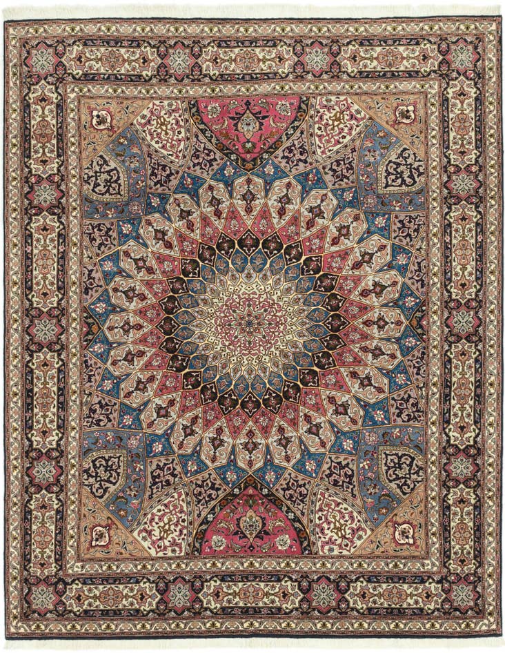 Detail image of 6' 8 x 8' 3 Hand Knotted Tabriz Persian Square Rug