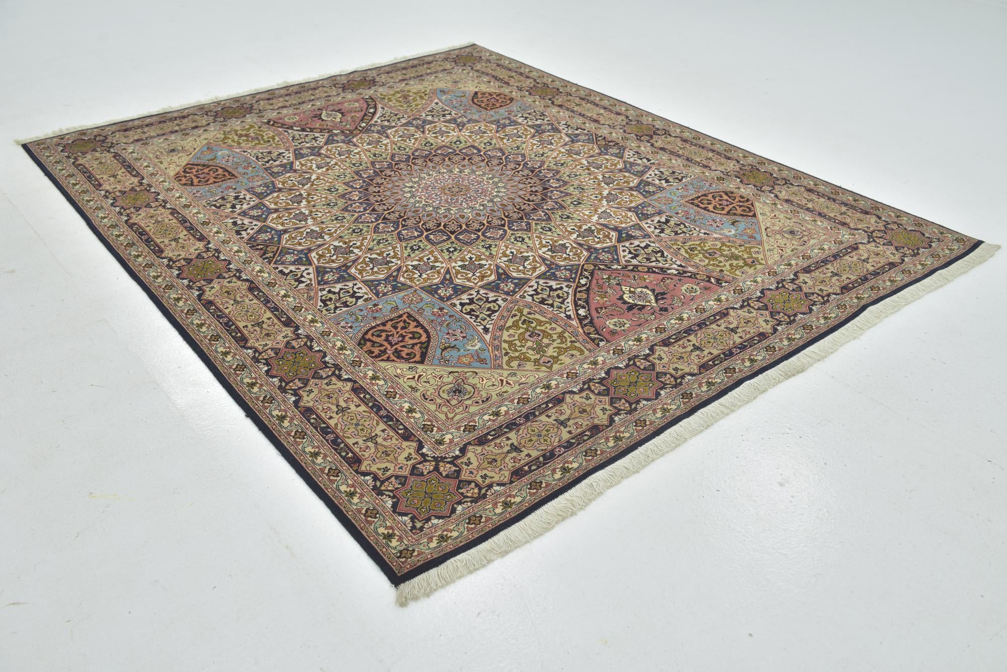 6' 8 x 8' 3 Hand Knotted Tabriz Persian Square Rug