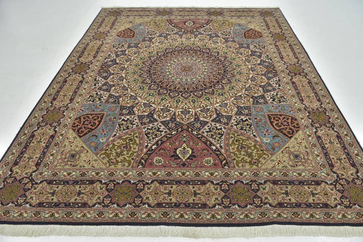 Detail image of 6' 8 x 8' 3 Hand Knotted Tabriz Persian Square Rug