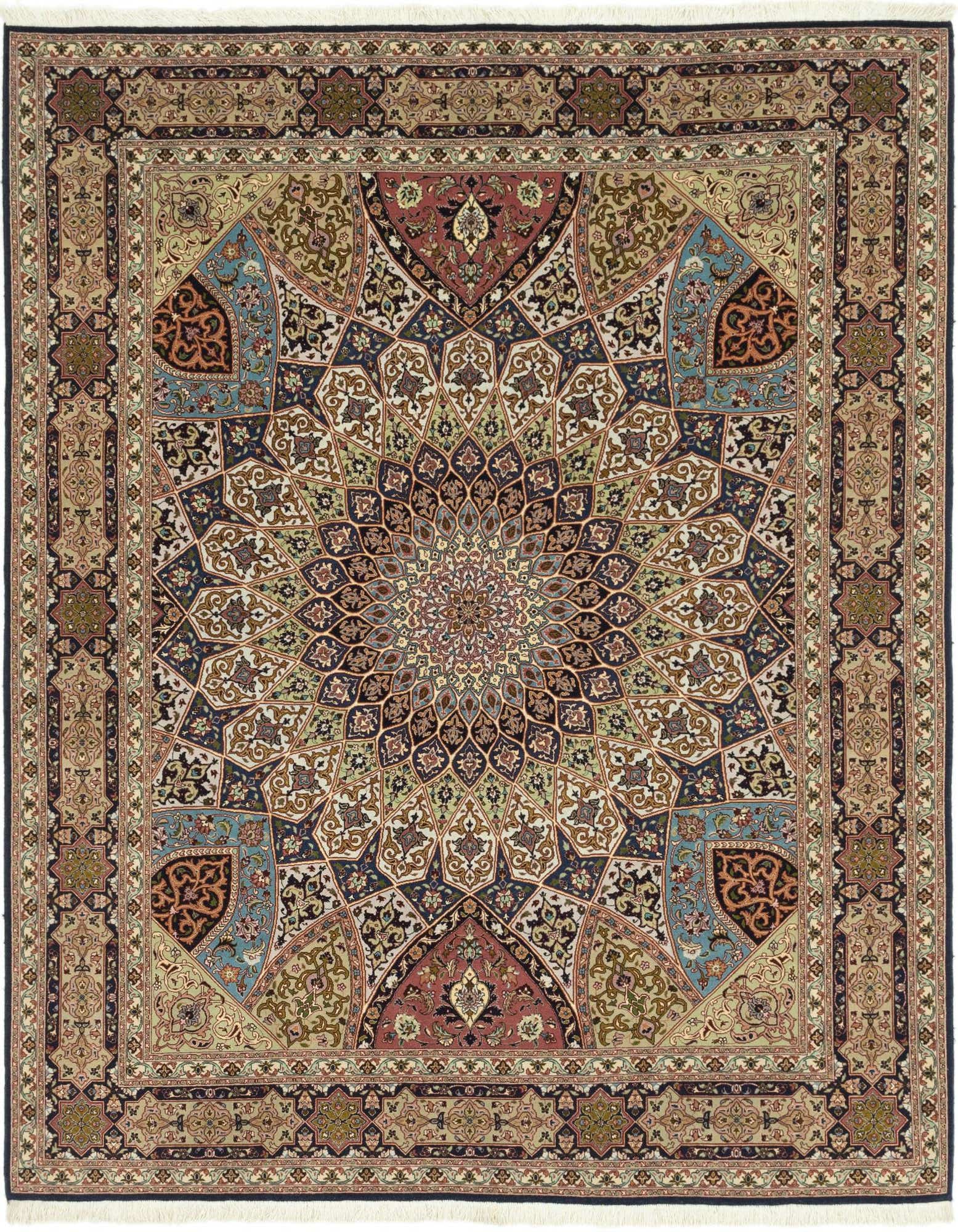 6' 8 x 8' 3 Hand Knotted Tabriz Persian Square Rug