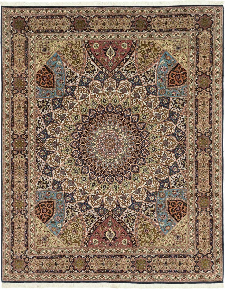 Detail image of 6' 8 x 8' 3 Hand Knotted Tabriz Persian Square Rug