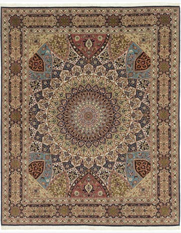 6' 8 x 8' 3 Hand Knotted Tabriz Persian Square Rug