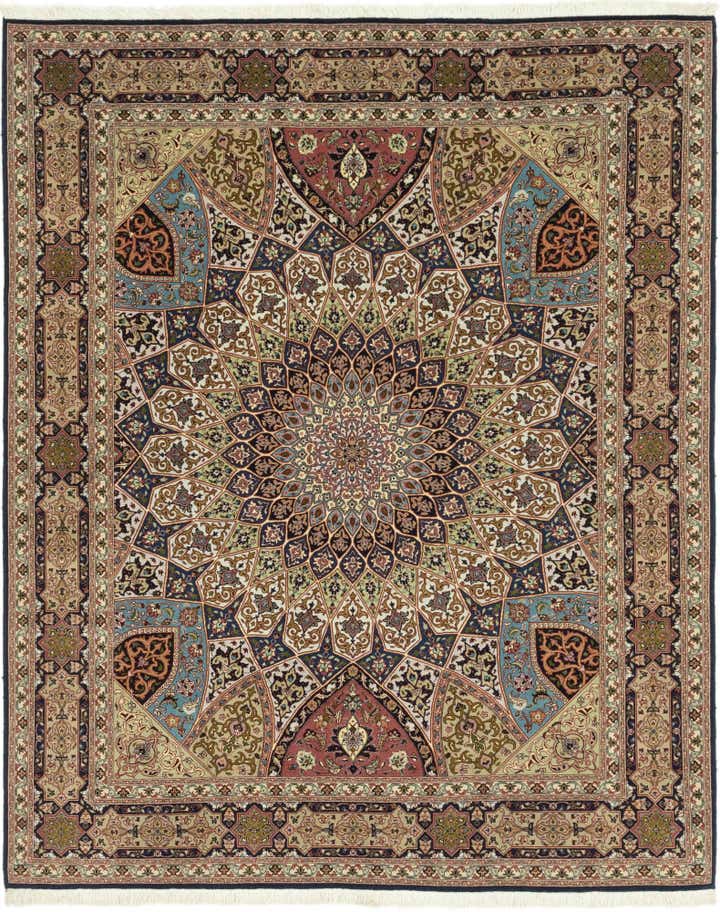 6' 8 x 8' 3 Hand Knotted Tabriz Persian Square Rug
