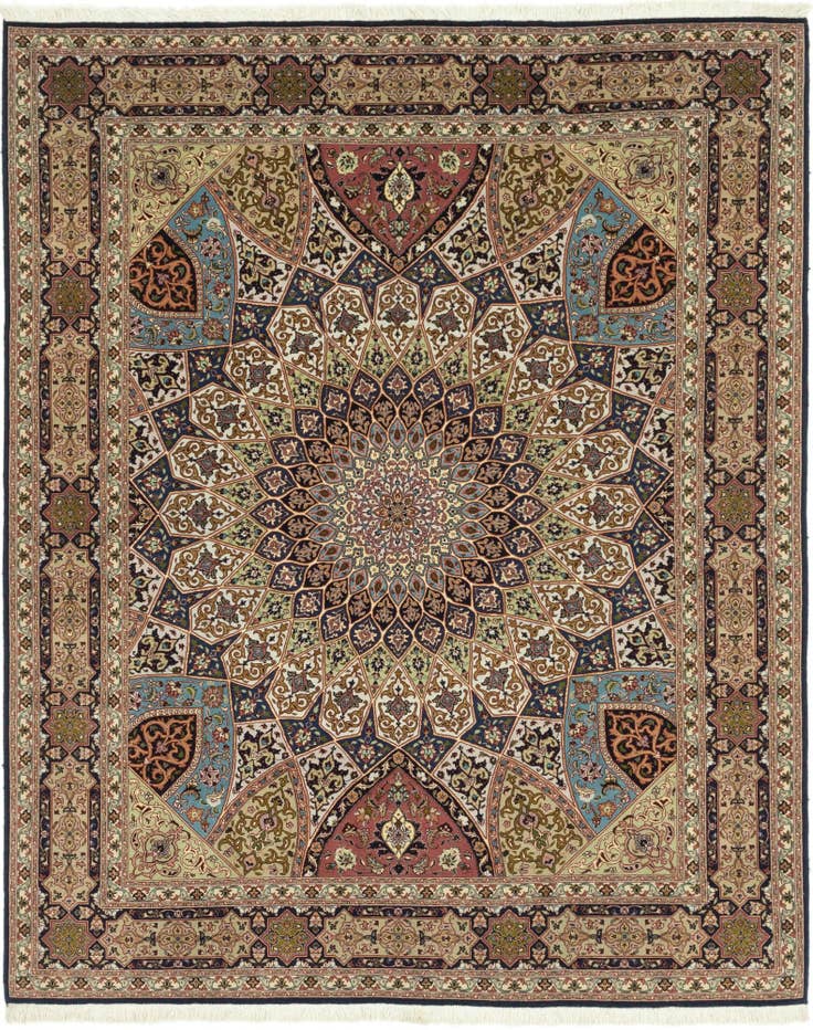 Detail image of 6' 8 x 8' 3 Hand Knotted Tabriz Persian Square Rug