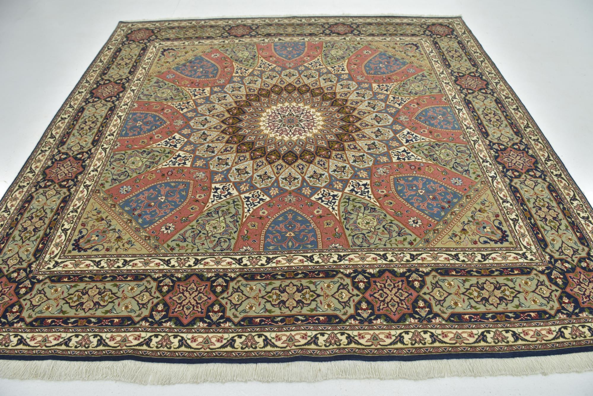 8' 3 x 8' 5 Hand Knotted Tabriz Persian Square Rug
