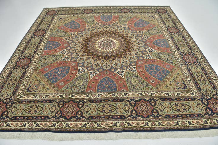 Detail image of 8' 3 x 8' 5 Hand Knotted Tabriz Persian Square Rug