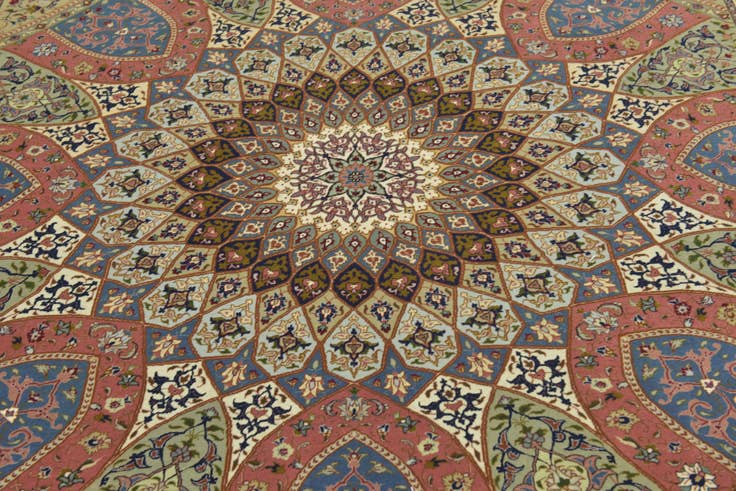 Detail image of 8' 3 x 8' 5 Hand Knotted Tabriz Persian Square Rug
