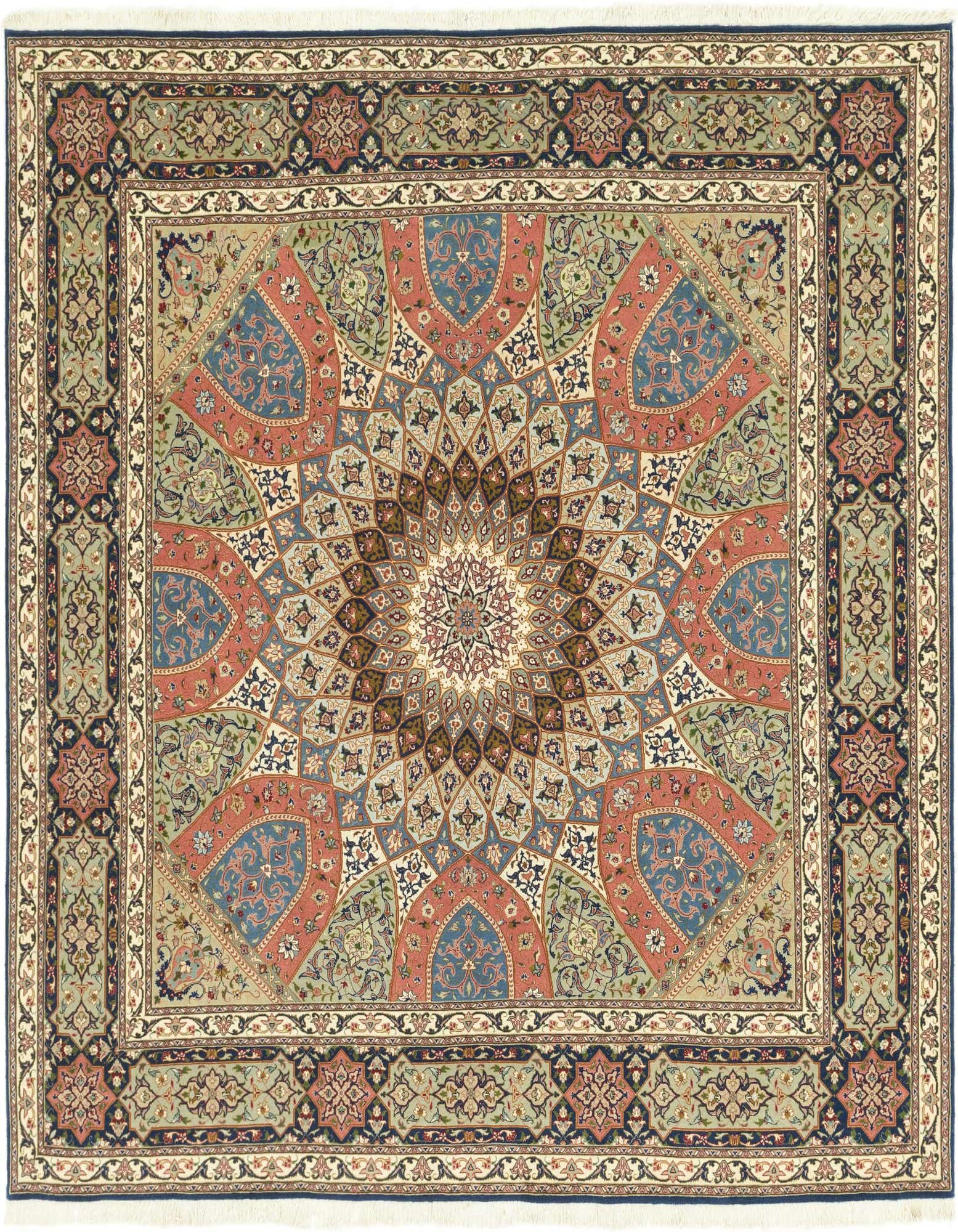 8' 3 x 8' 5 Hand Knotted Tabriz Persian Square Rug
